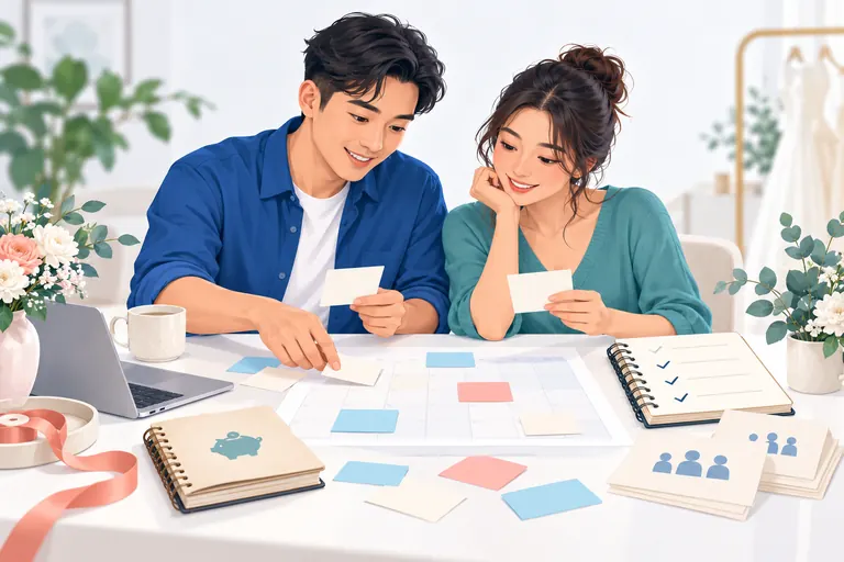 Hai người cùng sắp xếp lịch, khách mời và checklist chuẩn bị cưới