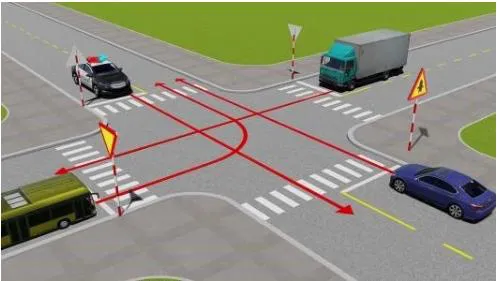 Hình gốc của câu 488: đối chiếu vị trí xe, biển và hướng mũi tên với câu hỏi.