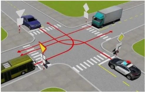 Hình gốc của câu 489: đối chiếu vị trí xe, biển và hướng mũi tên với câu hỏi.