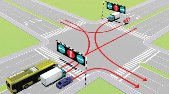 Hình gốc của câu 503: đối chiếu vị trí xe, biển và hướng mũi tên với câu hỏi.
