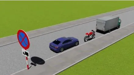 Hình gốc của câu 505: đối chiếu vị trí xe, biển và hướng mũi tên với câu hỏi.