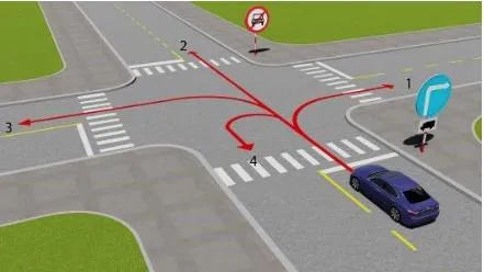 Hình gốc của câu 519: đối chiếu vị trí xe, biển và hướng mũi tên với câu hỏi.