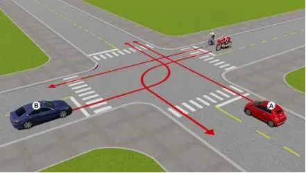 Hình gốc của câu 520: đối chiếu vị trí xe, biển và hướng mũi tên với câu hỏi.