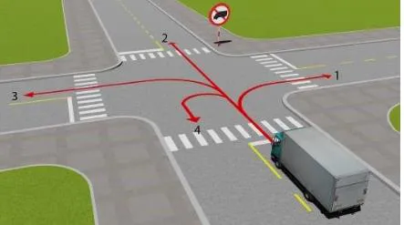 Hình gốc của câu 524: đối chiếu vị trí xe, biển và hướng mũi tên với câu hỏi.