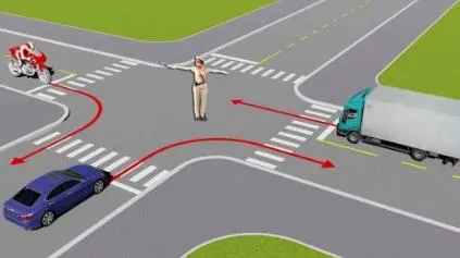 Hình gốc của câu 529: đối chiếu vị trí xe, biển và hướng mũi tên với câu hỏi.