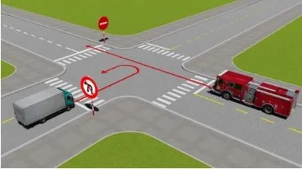 Hình gốc của câu 532: đối chiếu vị trí xe, biển và hướng mũi tên với câu hỏi.