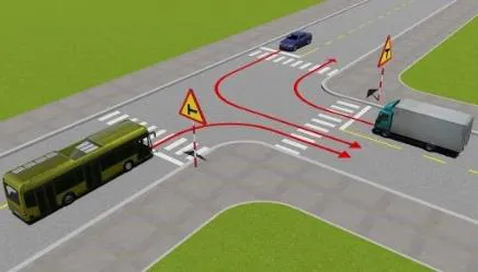 Hình gốc của câu 534: đối chiếu vị trí xe, biển và hướng mũi tên với câu hỏi.