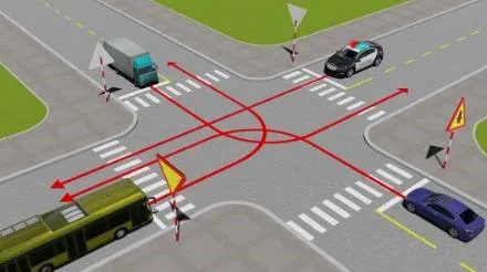 Hình gốc của câu 536: đối chiếu vị trí xe, biển và hướng mũi tên với câu hỏi.
