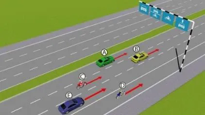 Hình gốc của câu 548: đối chiếu vị trí xe, biển và hướng mũi tên với câu hỏi.