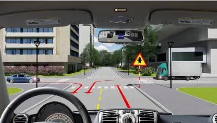 Hình gốc của câu 551: đối chiếu vị trí xe, biển và hướng mũi tên với câu hỏi.