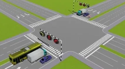 Hình gốc của câu 553: đối chiếu vị trí xe, biển và hướng mũi tên với câu hỏi.