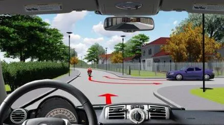 Hình gốc của câu 568: đối chiếu vị trí xe, biển và hướng mũi tên với câu hỏi.