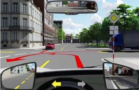 Hình gốc của câu 584: đối chiếu vị trí xe, biển và hướng mũi tên với câu hỏi.