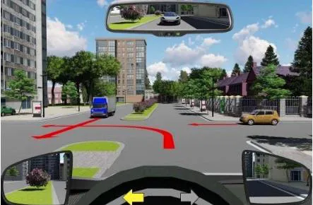 Hình gốc của câu 589: đối chiếu vị trí xe, biển và hướng mũi tên với câu hỏi.