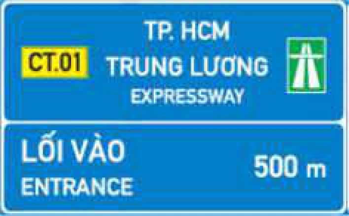 Biển số IE.451 chỉ dẫn lối vào, khoảng cách đến lối vào đường cao tốc